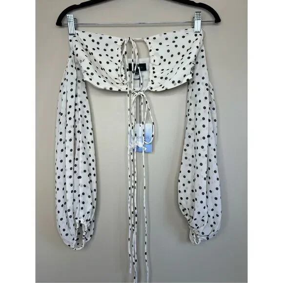 Majorelle Mattie Crop Top in Black & Cream Dot - Picture 3 of 7